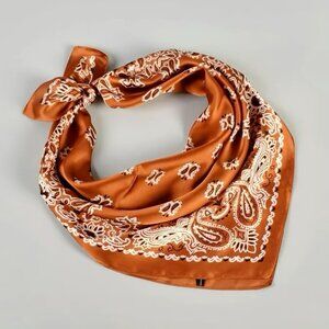 Women's Vintage Paisley Print Square Scarf, Scarf Head Wrap, Elegant Soft Satin
